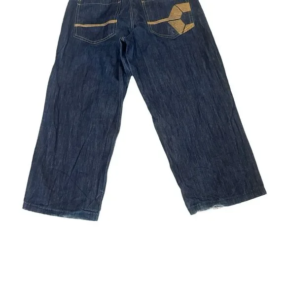 Men's 38 South Pole Denim Y2K Wide Leg Baggy Hip Hop Skater Jeans RN 82628